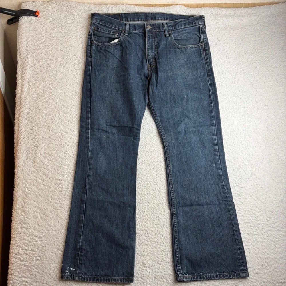 Levis 527 low rise Bootcut Jeans Mens 36x30 Dark Wash Denim Blue 527-0428